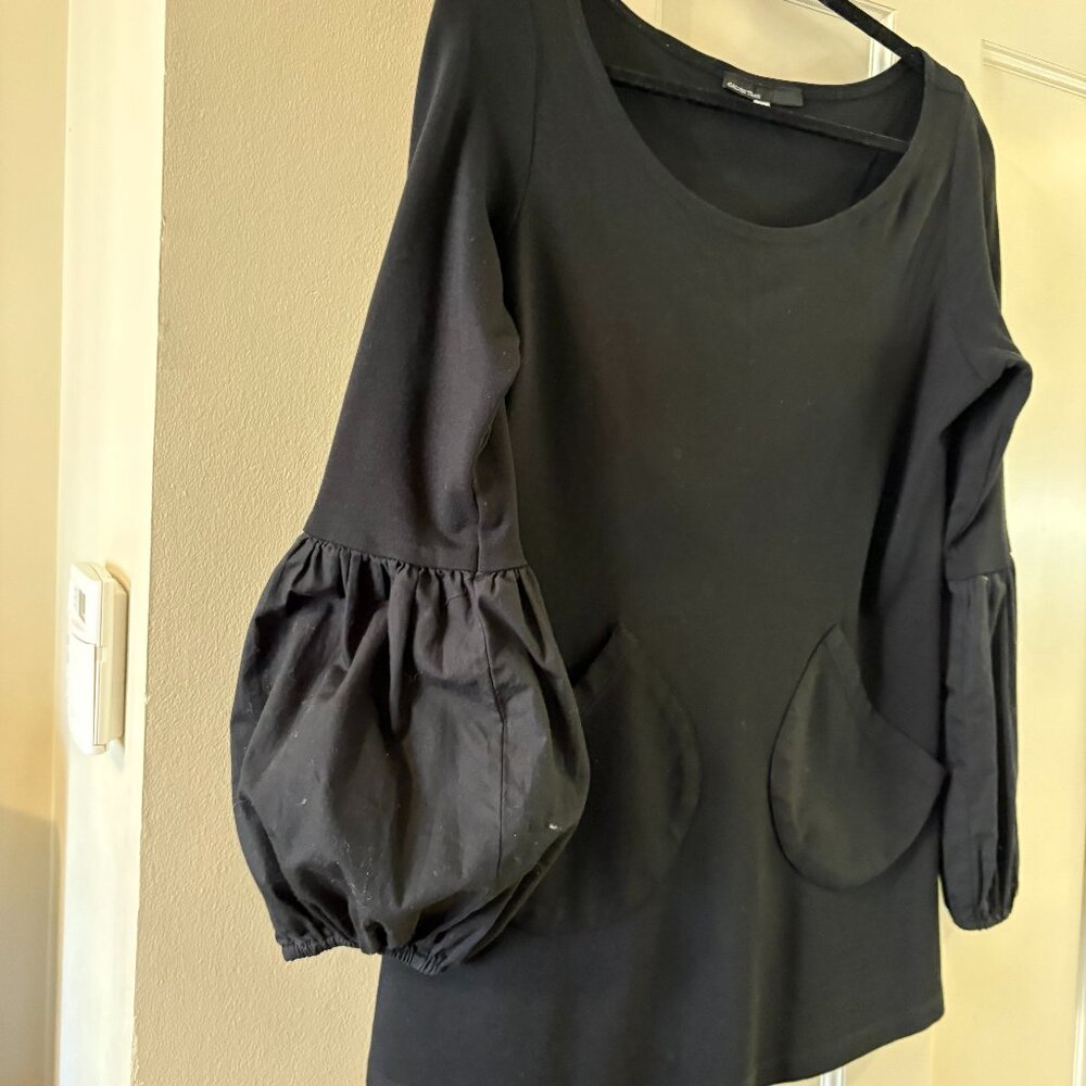 Calvin Tran Black Puff Sleeve Pocket Top – Size Medium